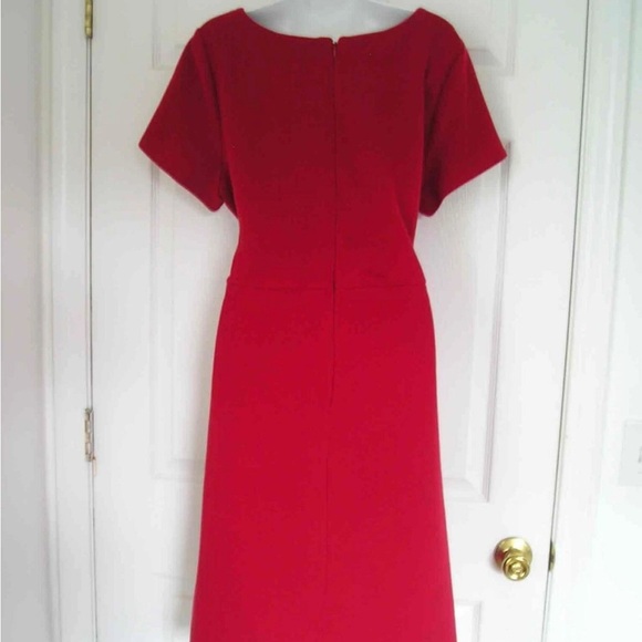 Talbot Beaded Ottoman Ponte Sheath Elegant Dress with Embellished Neckline - Picture 2 of 5